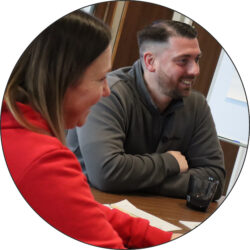 Two Hunter employees at a sales conference